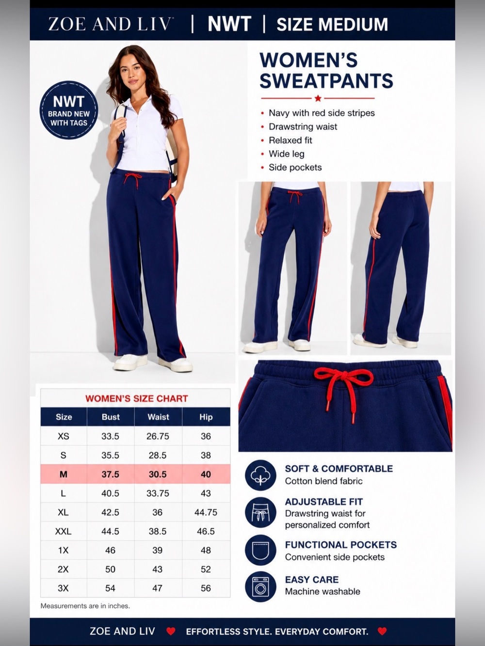 Zoe and Liv Women’s Sweatpants – Size Medium – NWT